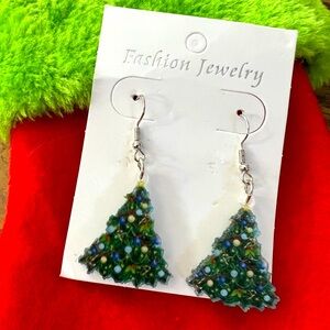 Christmas Tree Acrylic Dangle Earrings NWT